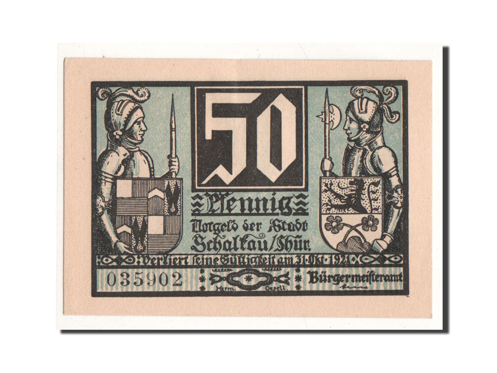 Biljet, Duitsland, Schalkau, 50 Pfennig, chevalier 3, O.D, Undated, NIEUW