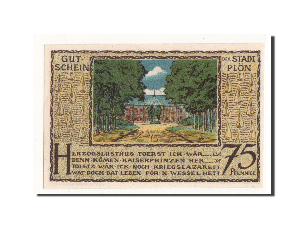 Billet, Allemagne, Plön, 75 Pfennig, paysage, 1921, Undated, NEUF, Mehl:1064.1
