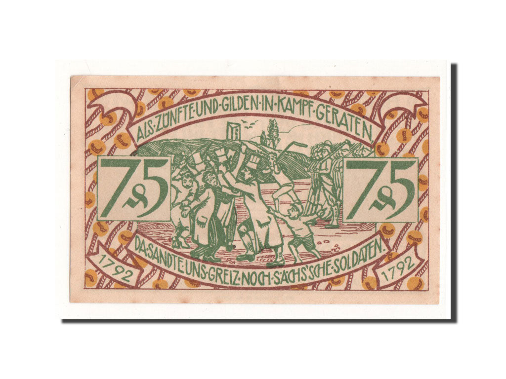 Biljet, Duitsland, Zeulenroda, 75 Pfennig, révolte, 1921, 1921-11-01, NIEUW