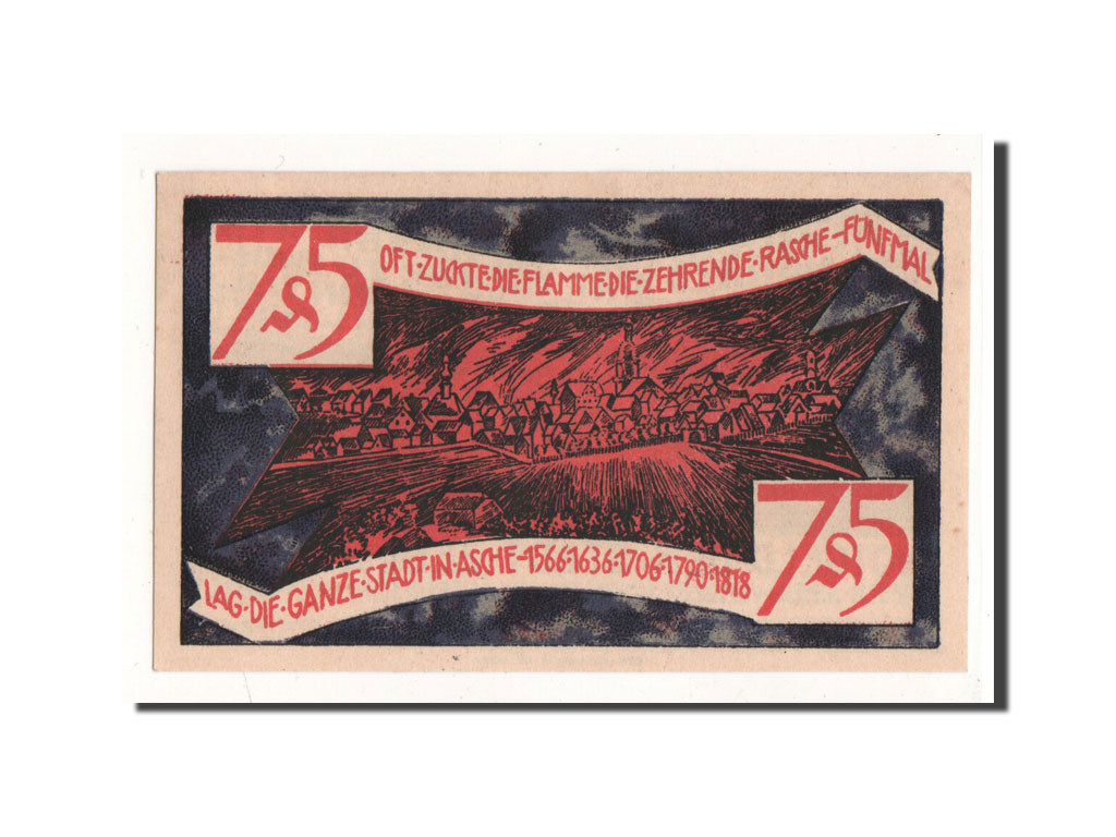 Biljet, Duitsland, Zeulenroda, 75 Pfennig, paysage, 1921, 1921-11-01, NIEUW