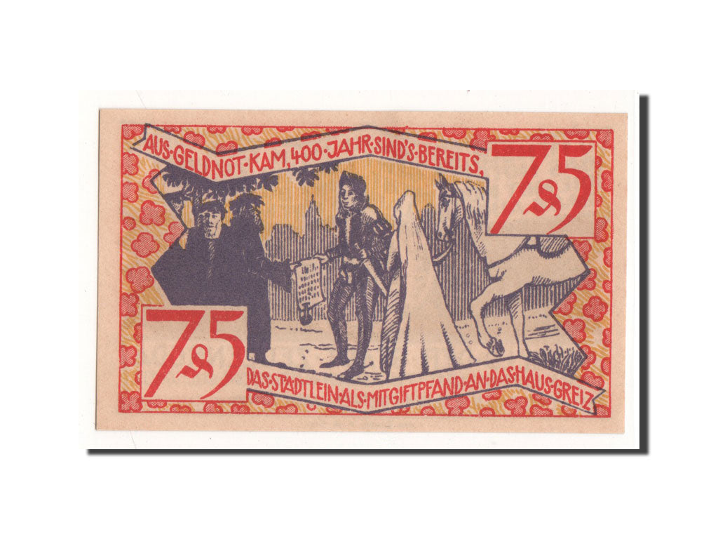 Billet, Allemagne, Zeulenroda, 75 Pfennig, personnage, 1921, 1921-11-01, NEUF