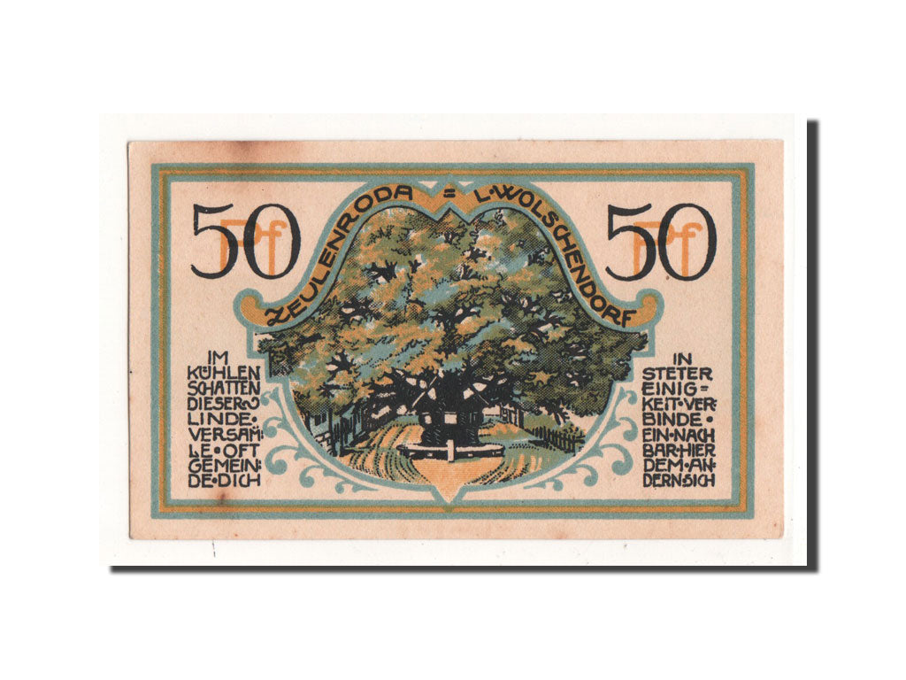 Biljet, Duitsland, Zeulenroda, 50 Pfennig, arbre, 1921, 1921-11-01, NIEUW