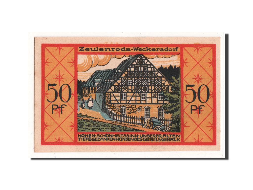 Billet, Allemagne, Zeulenroda, 50 Pfennig, paysage 1, 1921, 1921-11-01, NEUF