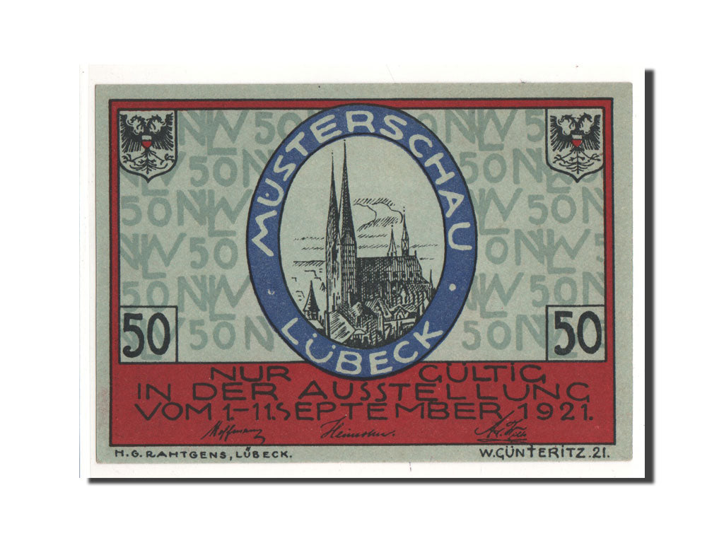 Geldschein, Deutschland, Lübeck, 50 Pfennig, Ecusson, 1921, 1921-09-01, UNZ