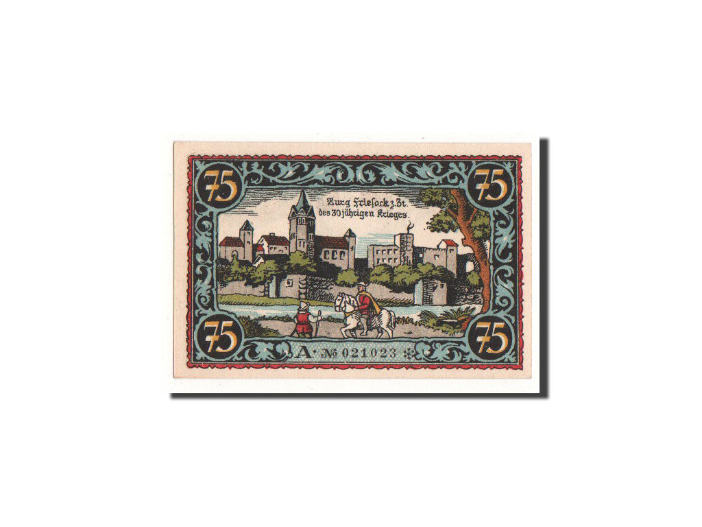 Banconote, Germania, Friesack Stadt, 75 Pfennig, château, 1921, Undated, FDS