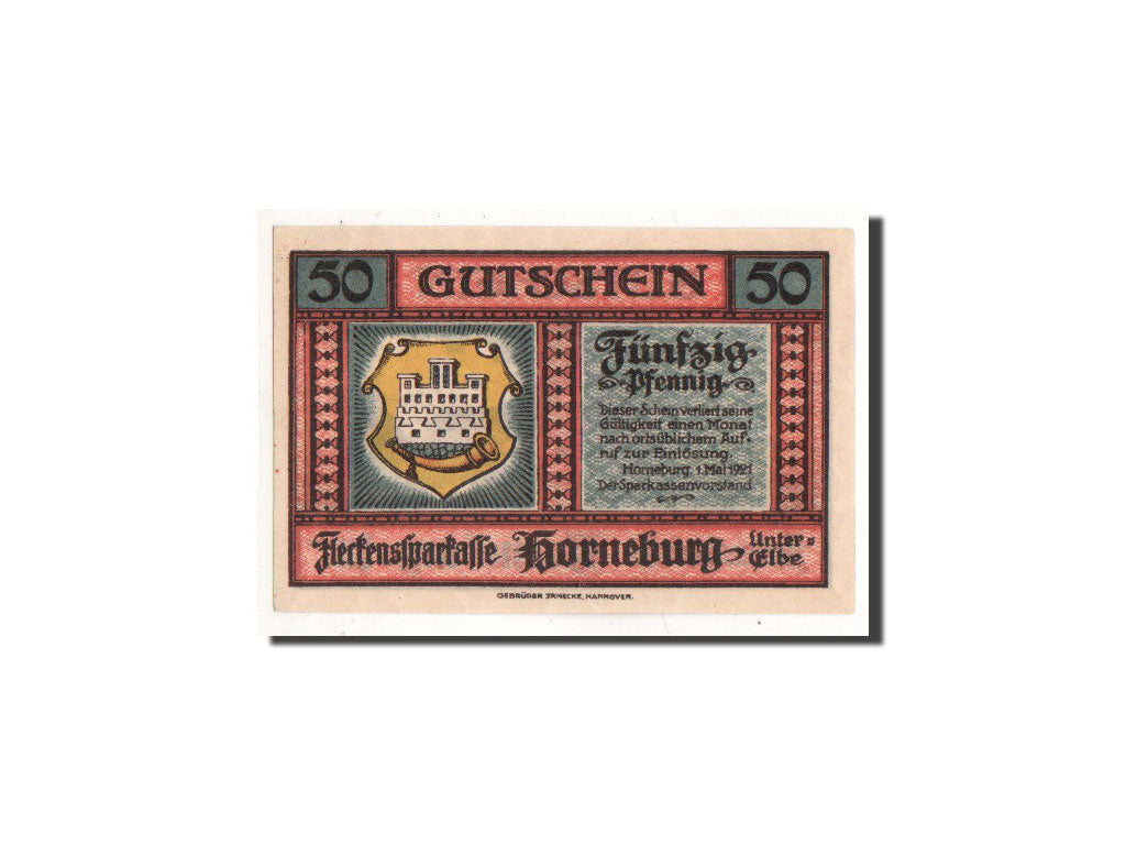 Banknote, Germany, Horneburg, 50 Pfennig, Maison, 1921, 1921-05-01, UNC(65-70)