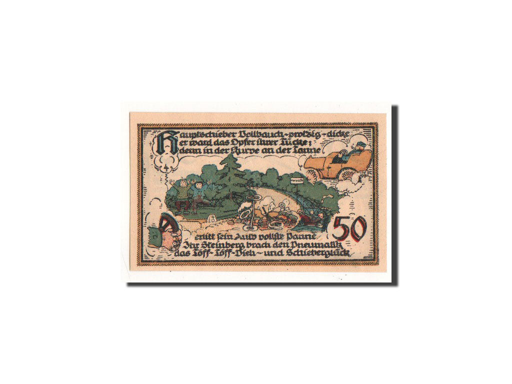 Billet, Allemagne, Gatersleben, 50 Pfennig, automobile, 1921, 1921-07-30, NEUF