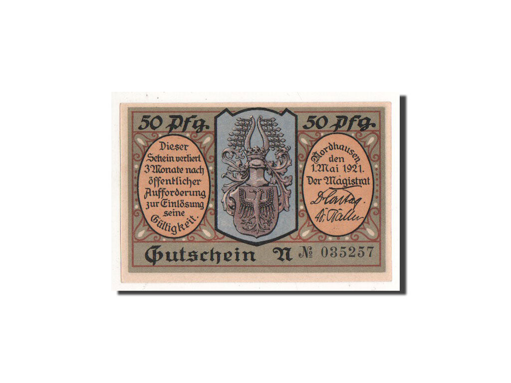 Billet, Allemagne, Nordhausen Stadt, 50 Pfennig, personnage, 1921, 1921-05-01