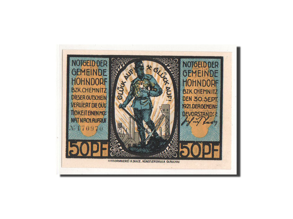 Billet, Allemagne, Hohndorf, 50 Pfennig, Usine, 1921, 1921-09-30, NEUF, Mehl:623