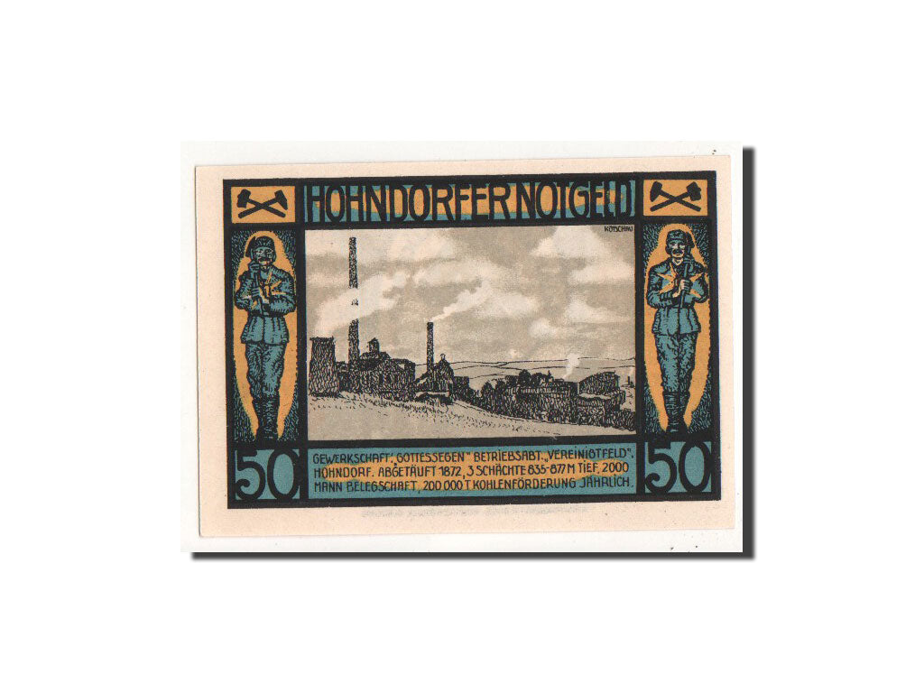 Billet, Allemagne, Hohndorf, 50 Pfennig, Usine, 1921, 1921-09-30, NEUF, Mehl:623