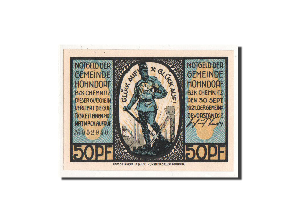 Biljet, Duitsland, Hohndorf, 50 Pfennig, Eglise, 1921, 1921-09-30, NIEUW