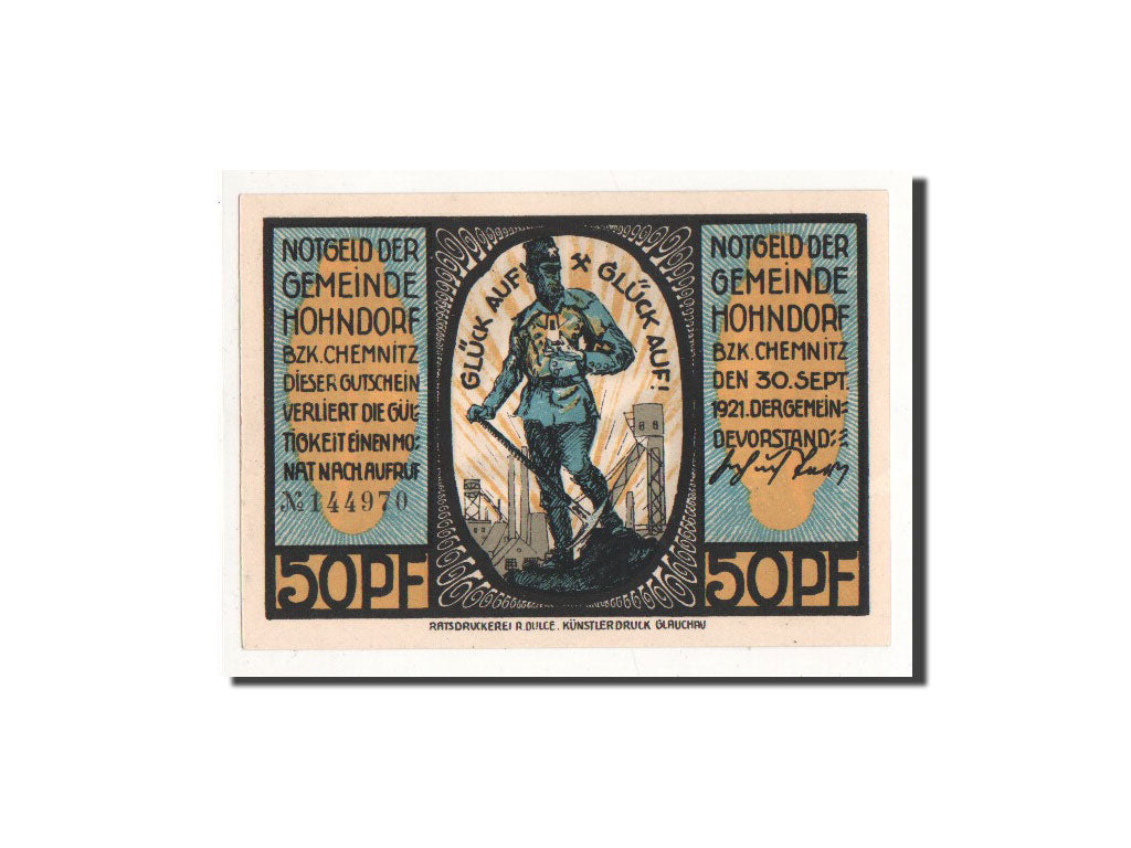 Banknote, Germany, Hohndorf, 50 Pfennig, Maison, 1921, 1921-09-30, UNC(65-70)