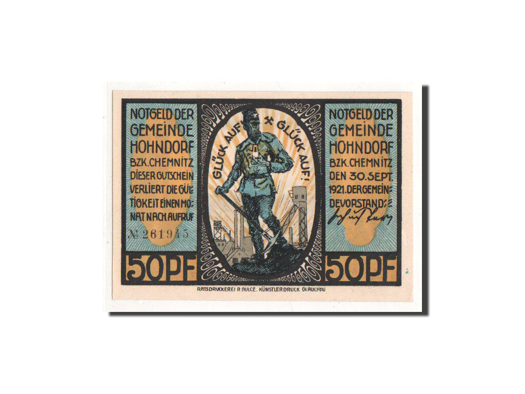 Banconote, Germania, Hohndorf, 50 Pfennig, Usine 1, 1921, 1921-09-30, FDS