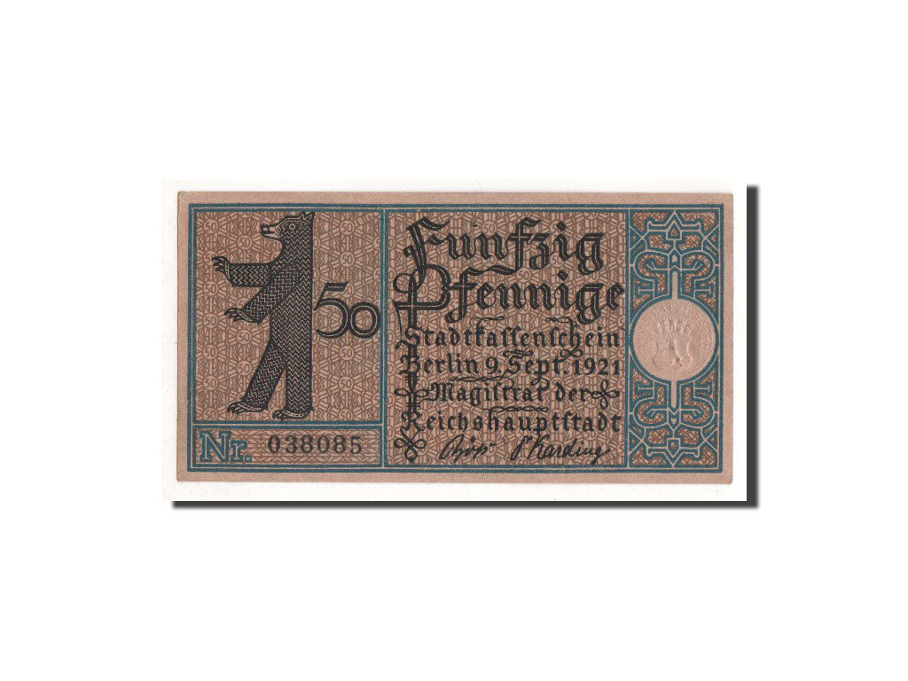 Banconote, Germania, Berlin Stadt, 50 Pfennig, Wedding, 1921, 1921-09-09, FDS