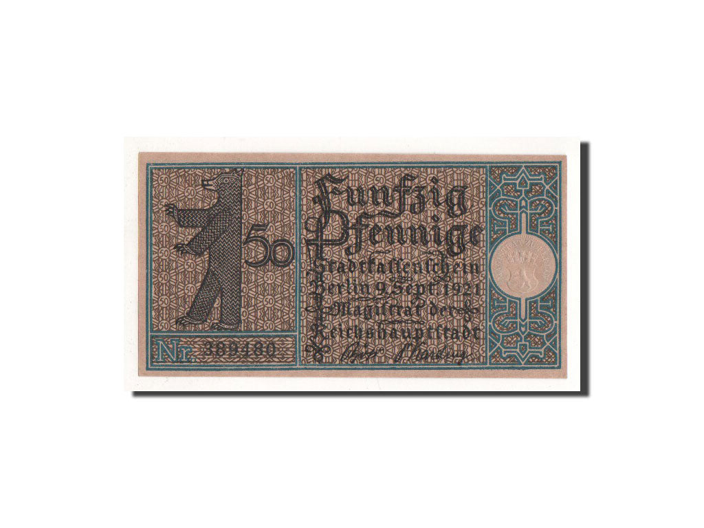 Billet, Allemagne, Berlin Stadt, 50 Pfennig, Charlottenburg, 1921, 1921-09-09
