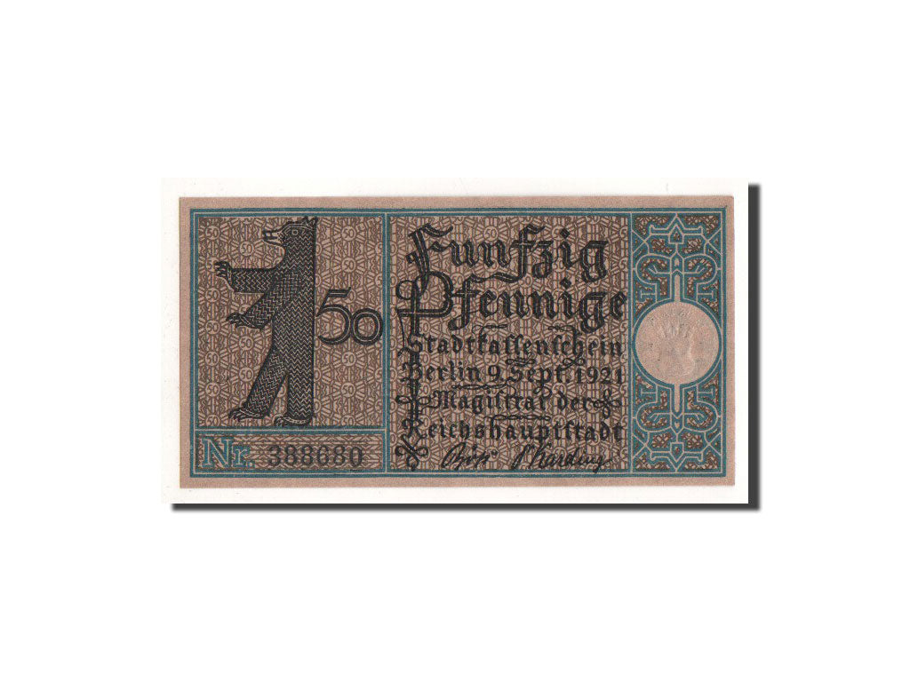 Banknote, Germany, Berlin Stadt, 50 Pfennig, Spandau, 1921, 1921-09-09