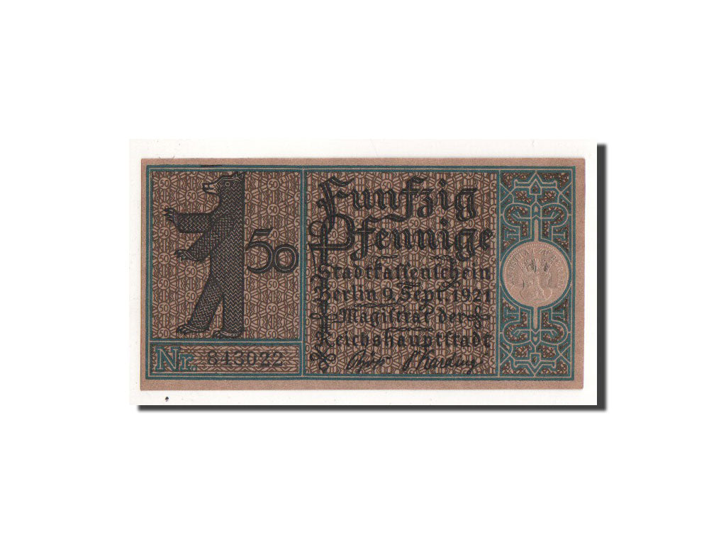 Banconote, Germania, Berlin Stadt, 50 Pfennig, Zehlendorf, 1921, 1921-09-09
