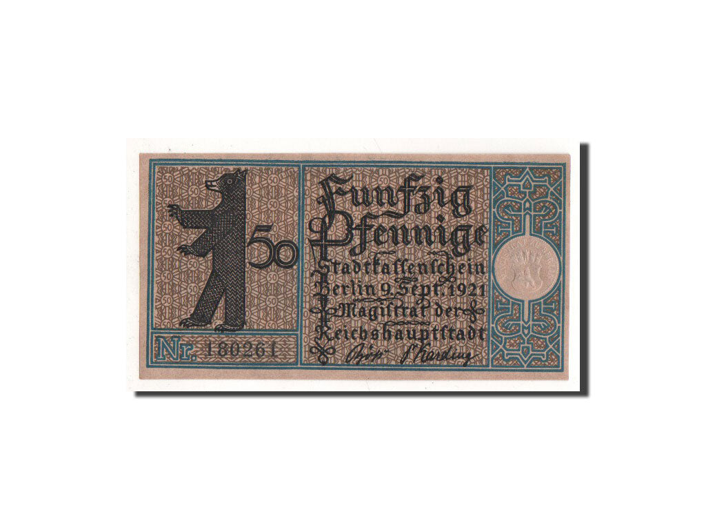 Banknote, Germany, Berlin Stadt, 50 Pfennig, Schöneberg, 1921, 1921-09-09