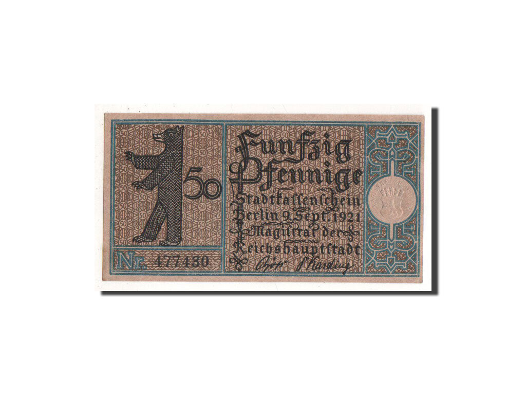 Billet, Allemagne, Berlin Stadt, 50 Pfennig, Tempelhof, 1921, 1921-09-09, NEUF