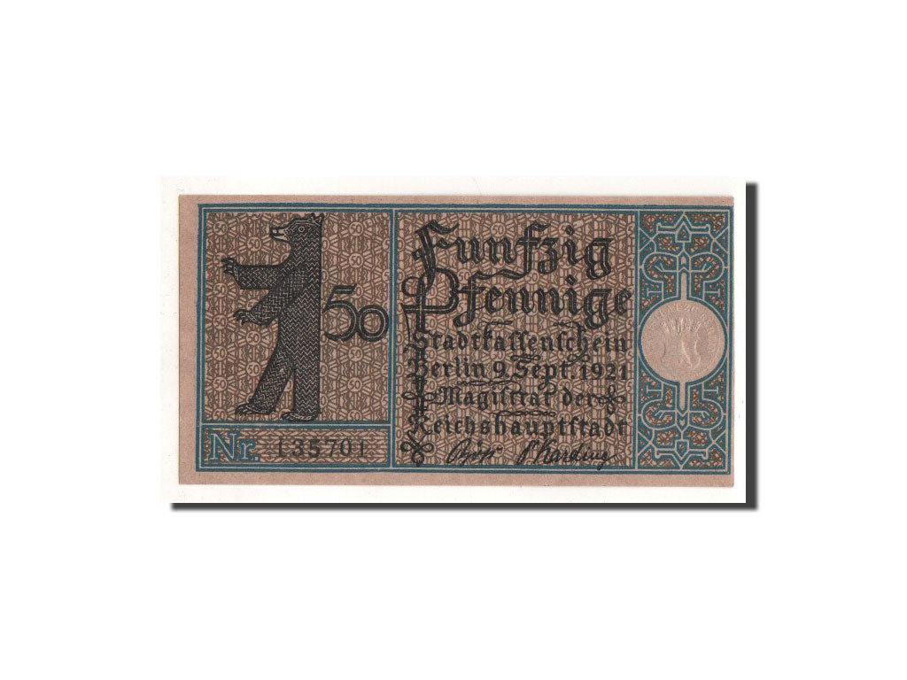 Billet, Allemagne, Berlin Stadt, 50 Pfennig, Pankow, 1921, 1921-09-09, NEUF