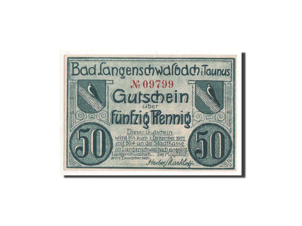 Billet, Allemagne, Langenschwalbach, 50 Pfennig, personnage, 1920, 1920-12-01
