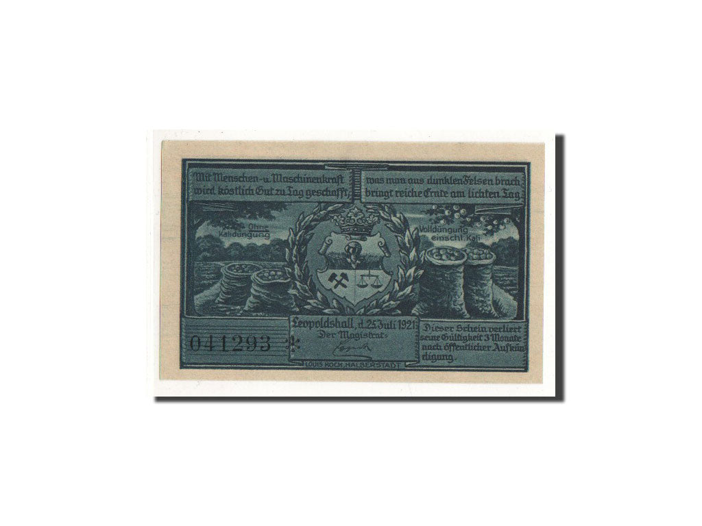 Biljet, Duitsland, Leopoldshall, 75 Pfennig, Batiment, 1921, 1921-05-02, NIEUW