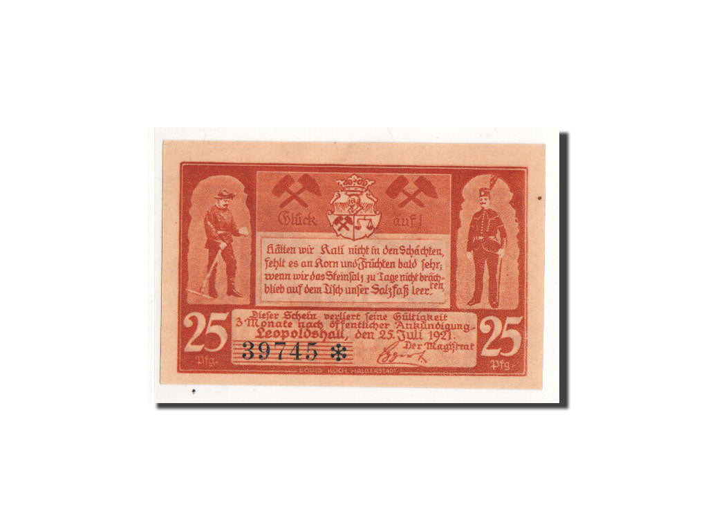 Biljet, Duitsland, Leopoldshall, 25 Pfennig, bateau, 1921, 1921-05-02, NIEUW