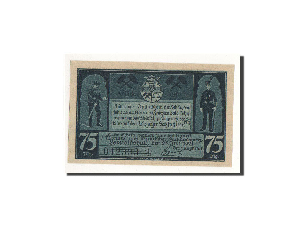 Biljet, Duitsland, Leopoldshall, 75 Pfennig, mineurs 1, 1921, 1921-05-02, NIEUW