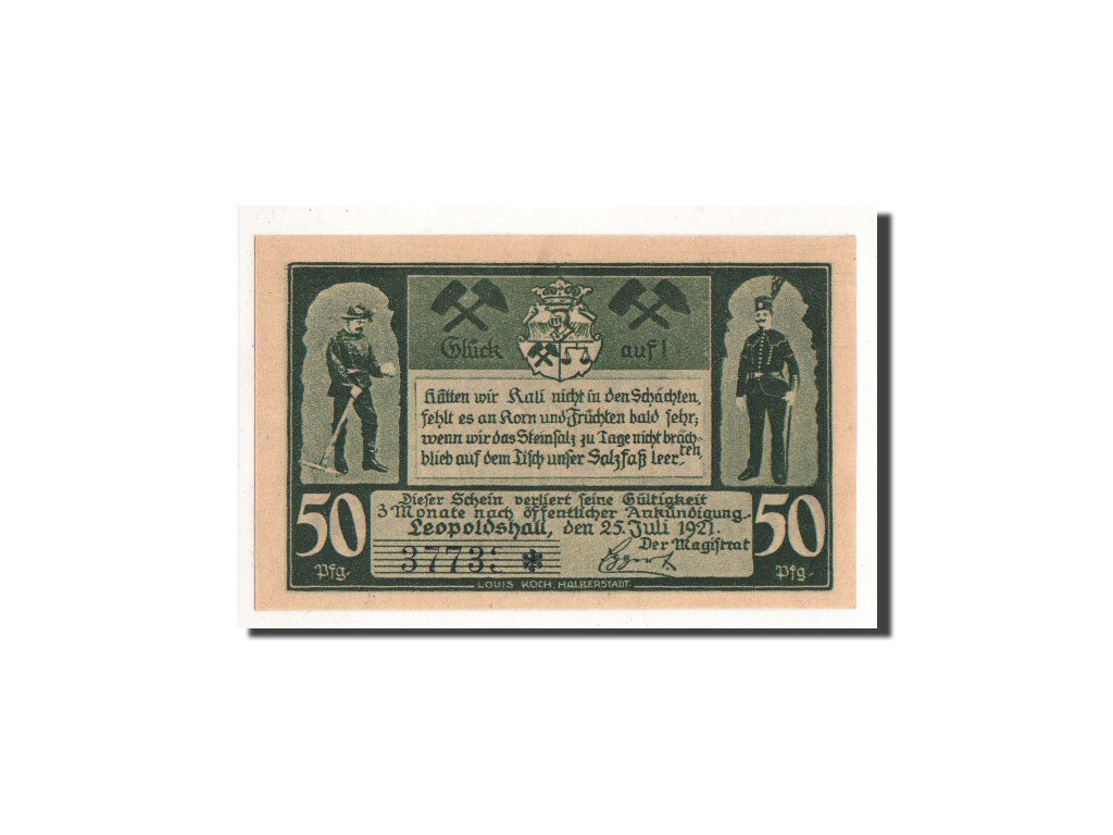 Biljet, Duitsland, Leopoldshall, 50 Pfennig, Mineurs, 1921, 1921-05-02, NIEUW