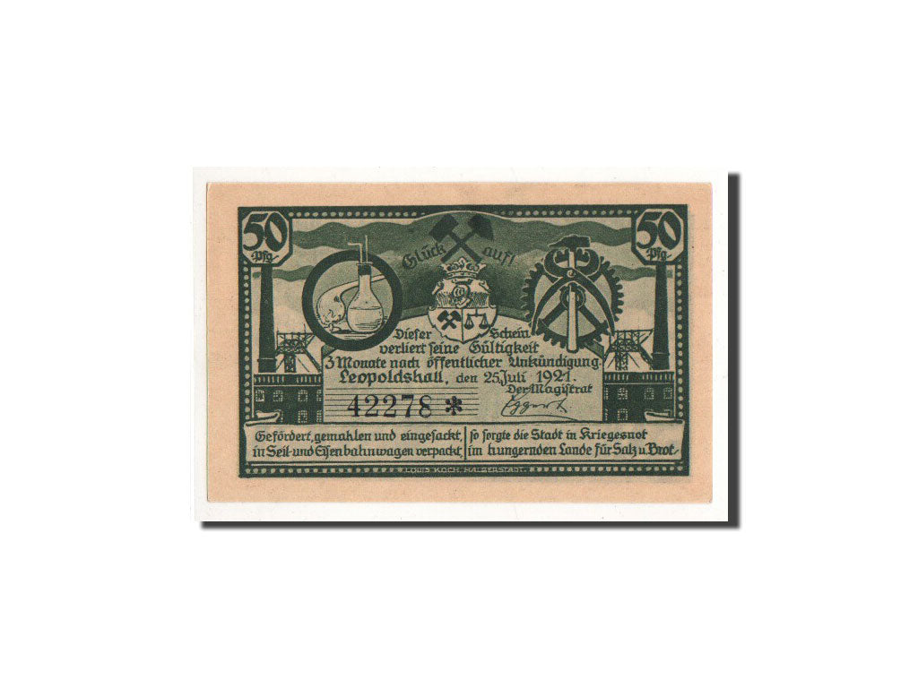 Biljet, Duitsland, Leopoldshall, 50 Pfennig, Mineurs, 1921, 1921-05-02, NIEUW