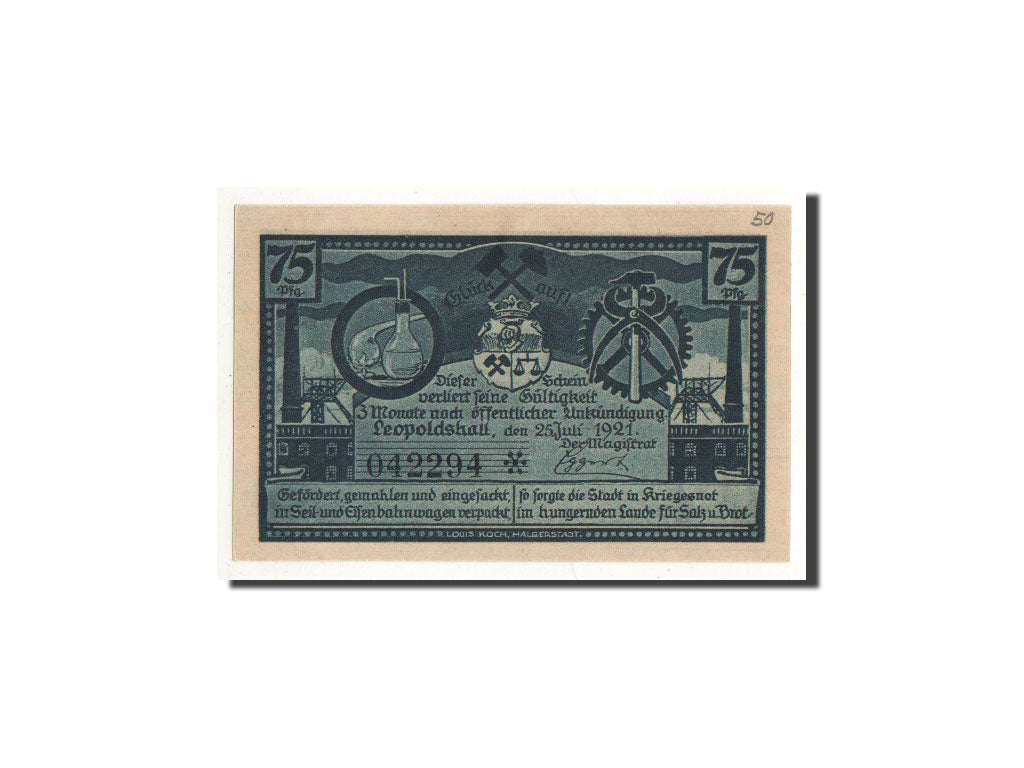 Billet, Allemagne, Leopoldshall, 75 Pfennig, Mineurs, 1921, 1921-05-02, NEUF