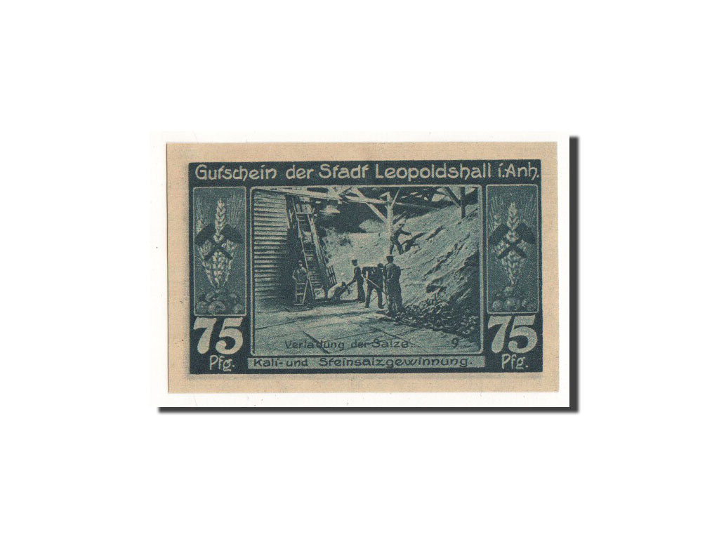 Billet, Allemagne, Leopoldshall, 75 Pfennig, Mineurs, 1921, 1921-05-02, NEUF