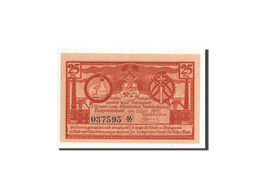 Billet, Allemagne, Leopoldshall, 25 Pfennig, Mineurs, 1921, 1921-05-02, NEUF