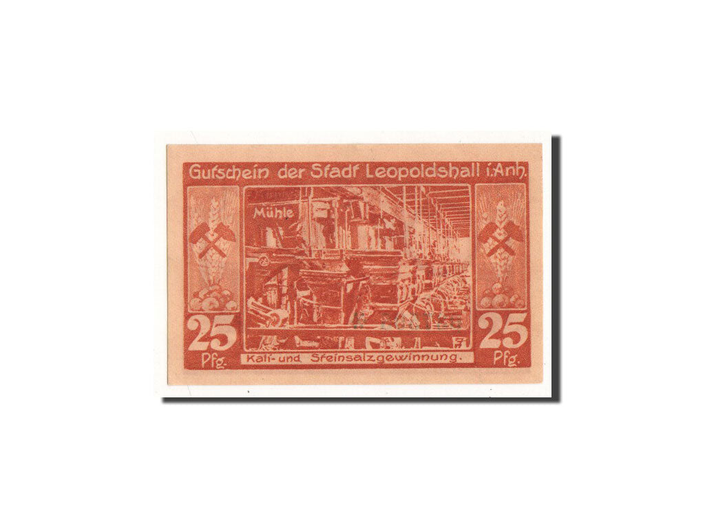 Billet, Allemagne, Leopoldshall, 25 Pfennig, Mineurs, 1921, 1921-05-02, NEUF