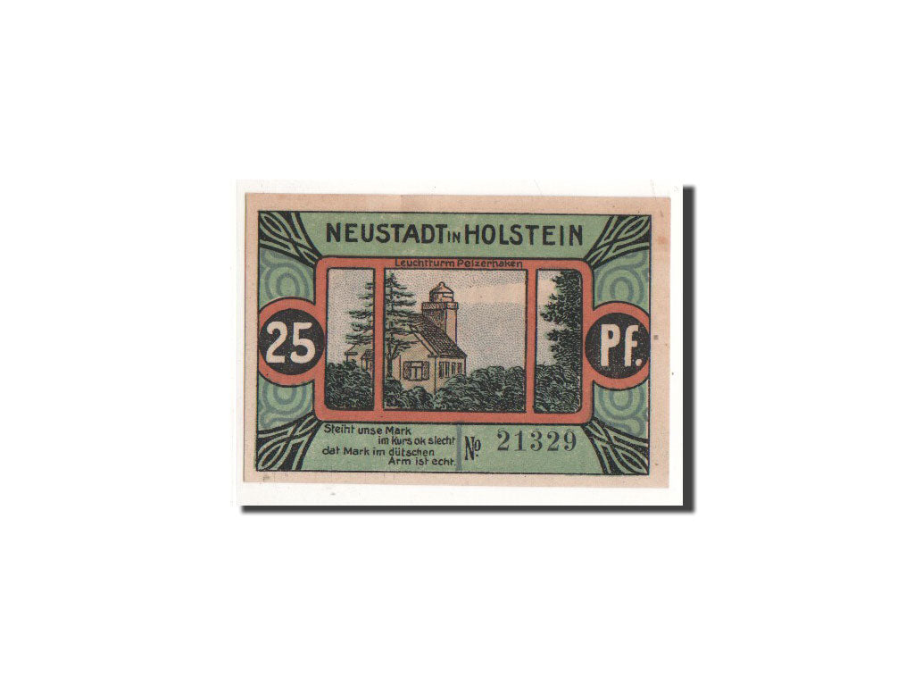 Billet, Allemagne, Neustadt i. Holstein Stadt, 25 Pfennig, personnage, O.D