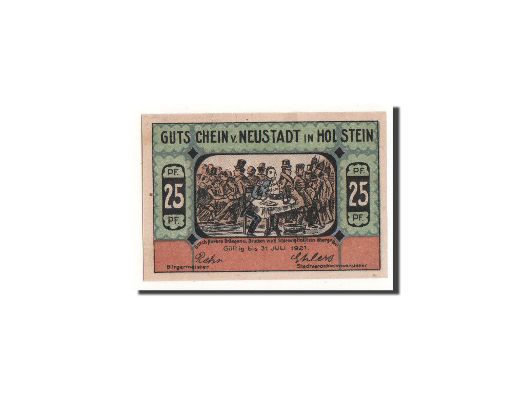 Billet, Allemagne, Neustadt i. Holstein Stadt, 25 Pfennig, personnage, O.D