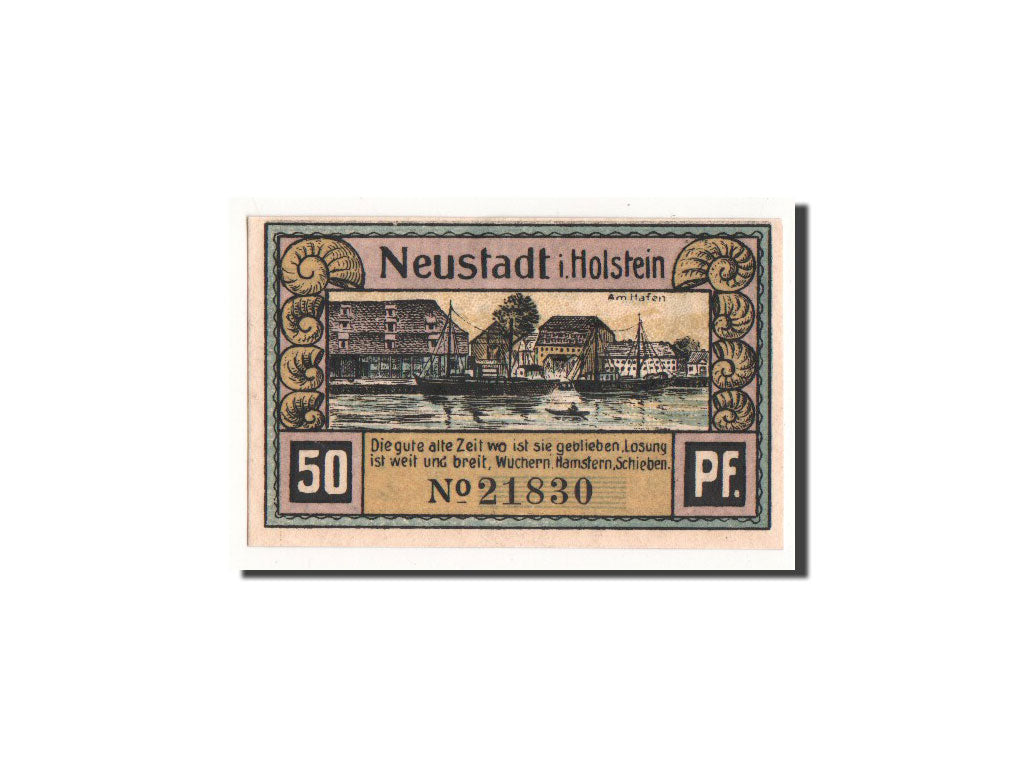 Banknote, Germany, Neustadt i. Holstein Stadt, 50 Pfennig, bateau, O.D, Undated