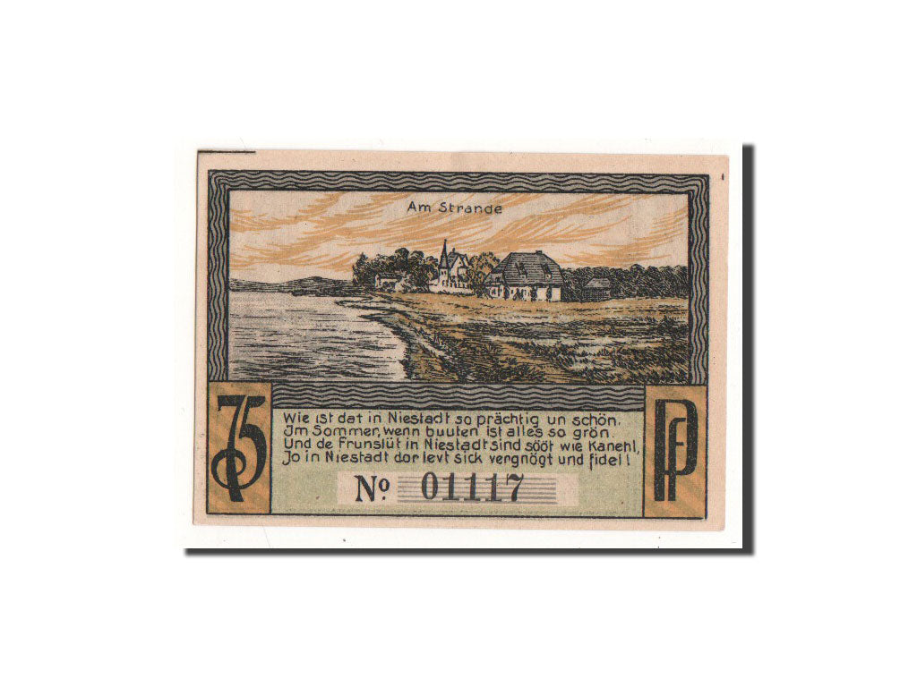 Banknote, Germany, Neustadt i. Holstein Stadt, 75 Pfennig, paysage, O.D
