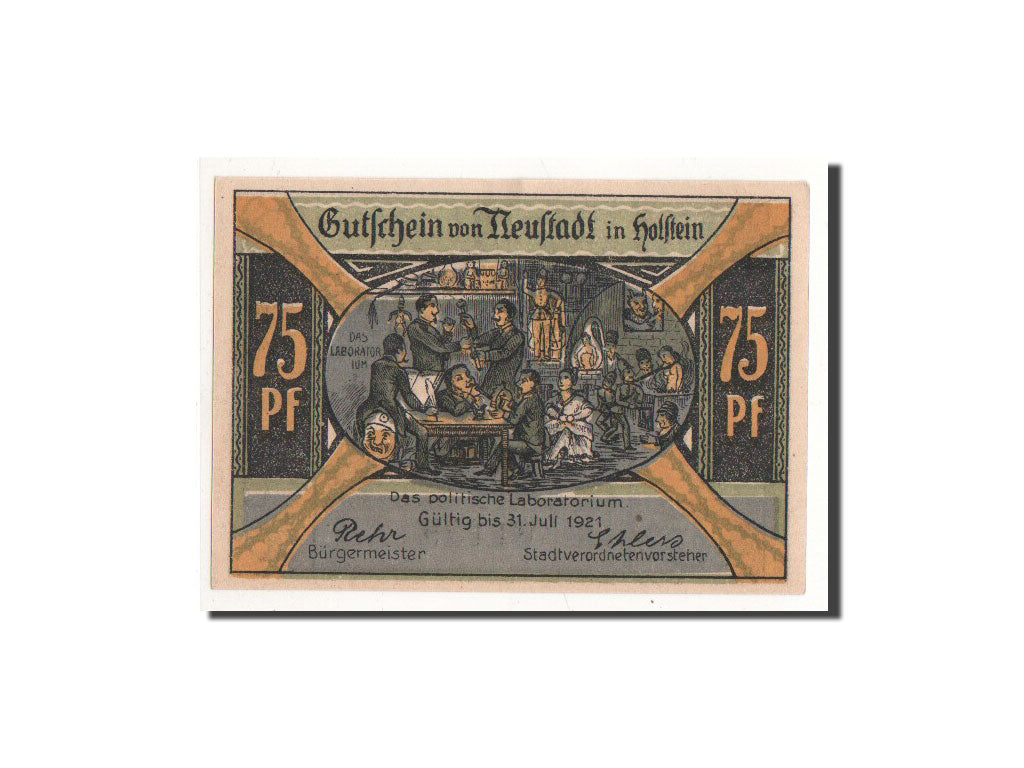 Banconote, Germania, Neustadt i. Holstein Stadt, 75 Pfennig, Port, O.D, Undated