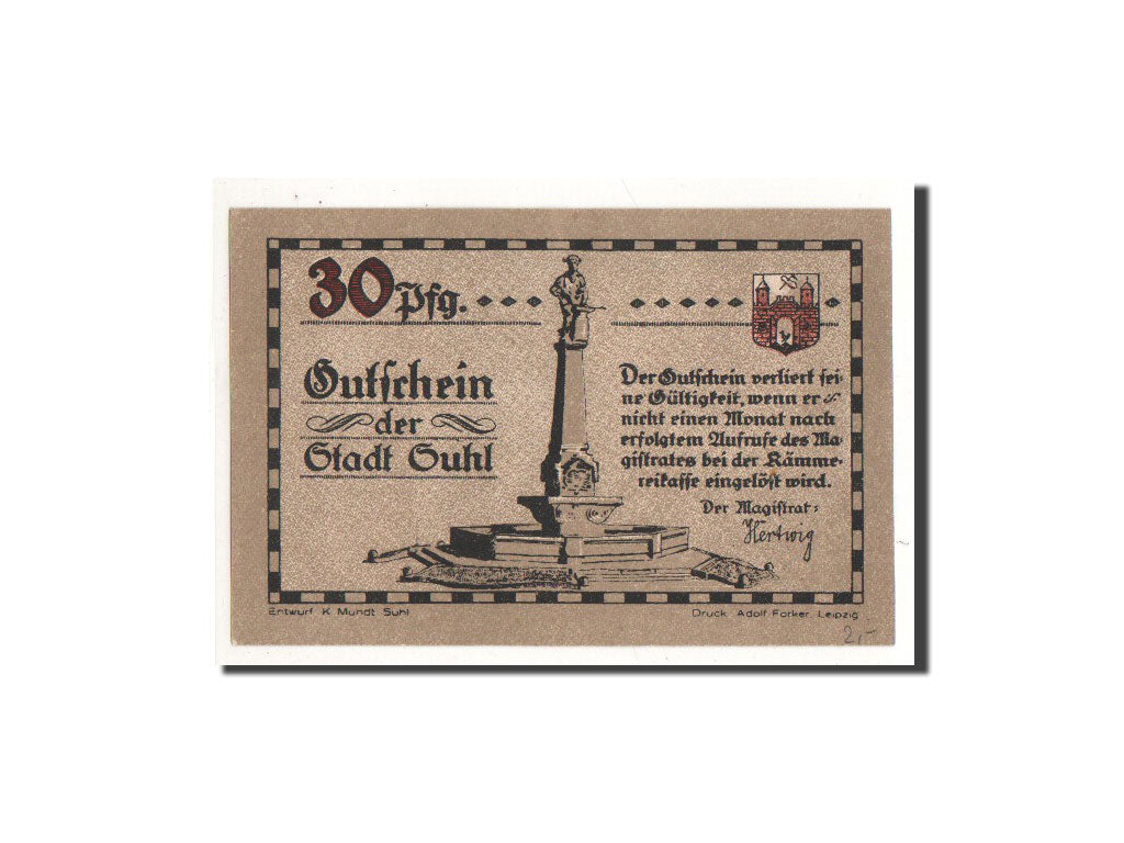 Banknote, Germany, Suhl, 30 Pfennig, cavalier, O.D, Undated, UNC(65-70)