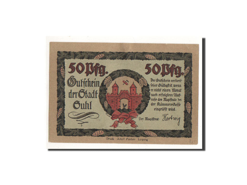 Banconote, Germania, Suhl, 50 Pfennig, paysage, O.D, Undated, FDS, Mehl:1303.3