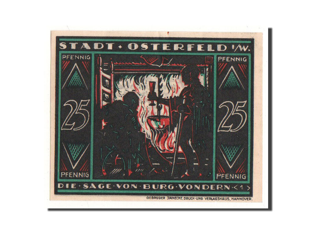 Billet, Allemagne, Osterfeld, 25 Pfennig, personnage 1, 1921, 1921-12-15, NEUF