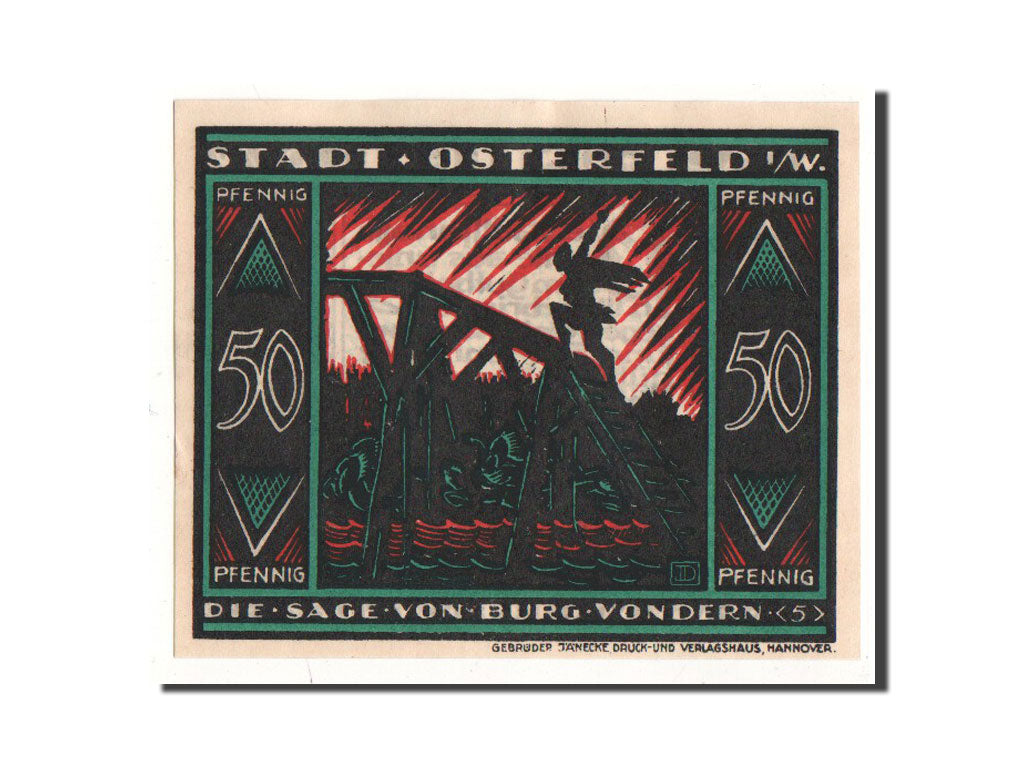 Billet, Allemagne, Osterfeld, 50 Pfennig, personnage 5, 1921, 1921-12-15, NEUF