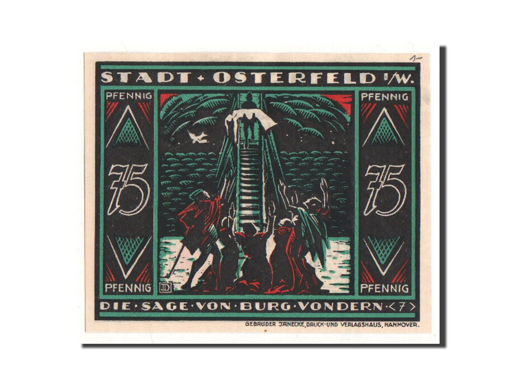 Biljet, Duitsland, Osterfeld, 75 Pfennig, personnage 7, 1921, 1921-12-15, NIEUW