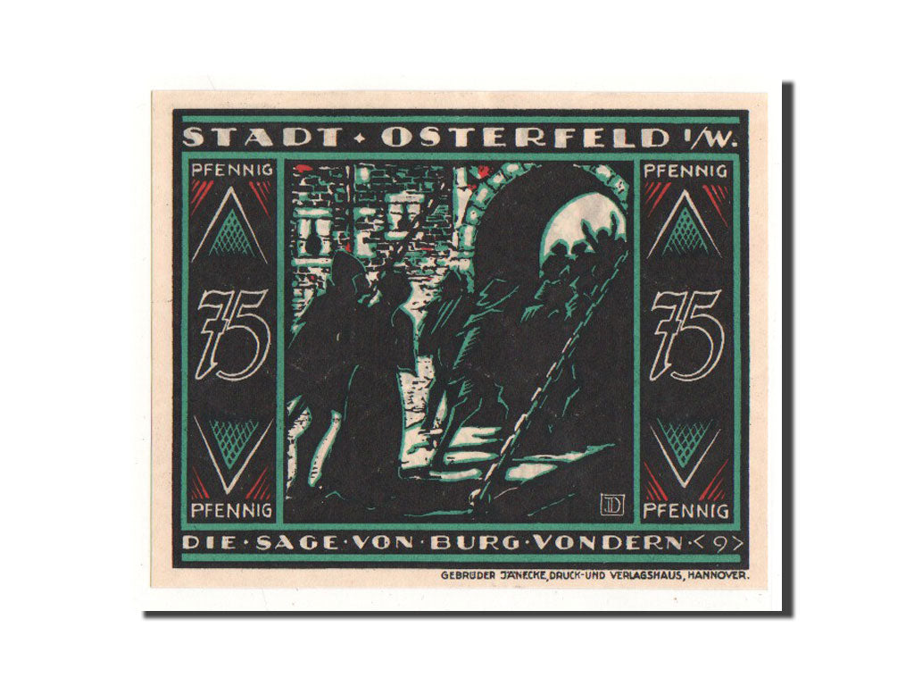 Billet, Allemagne, Osterfeld, 75 Pfennig, personnage 9, 1921, 1921-12-15, NEUF