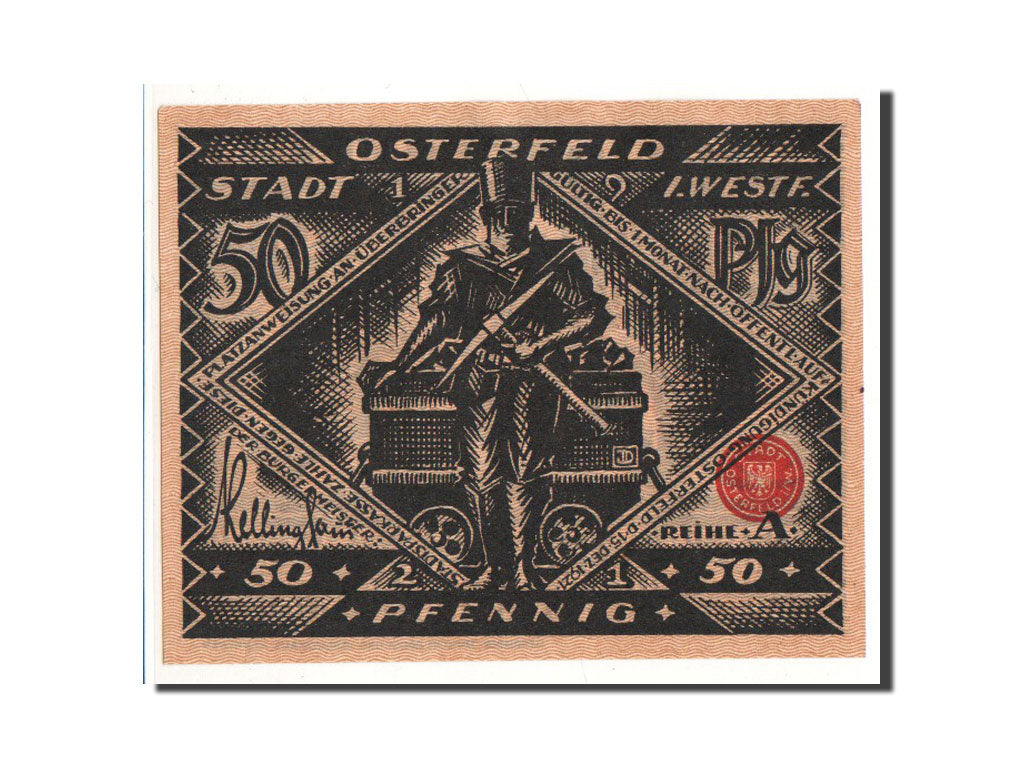 Billet, Allemagne, Osterfeld, 50 Pfennig, personnage, 1921, 1921-12-15, NEUF