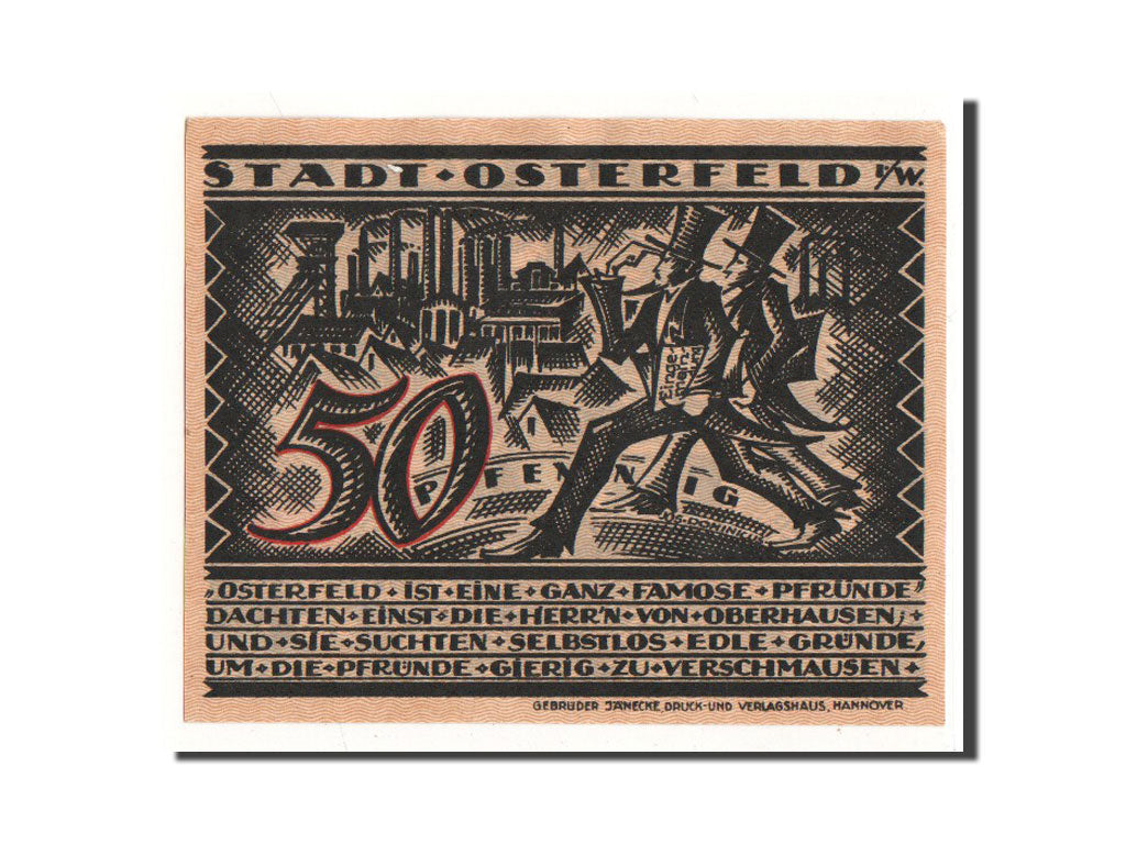 Billet, Allemagne, Osterfeld, 50 Pfennig, personnage, 1921, 1921-12-15, NEUF