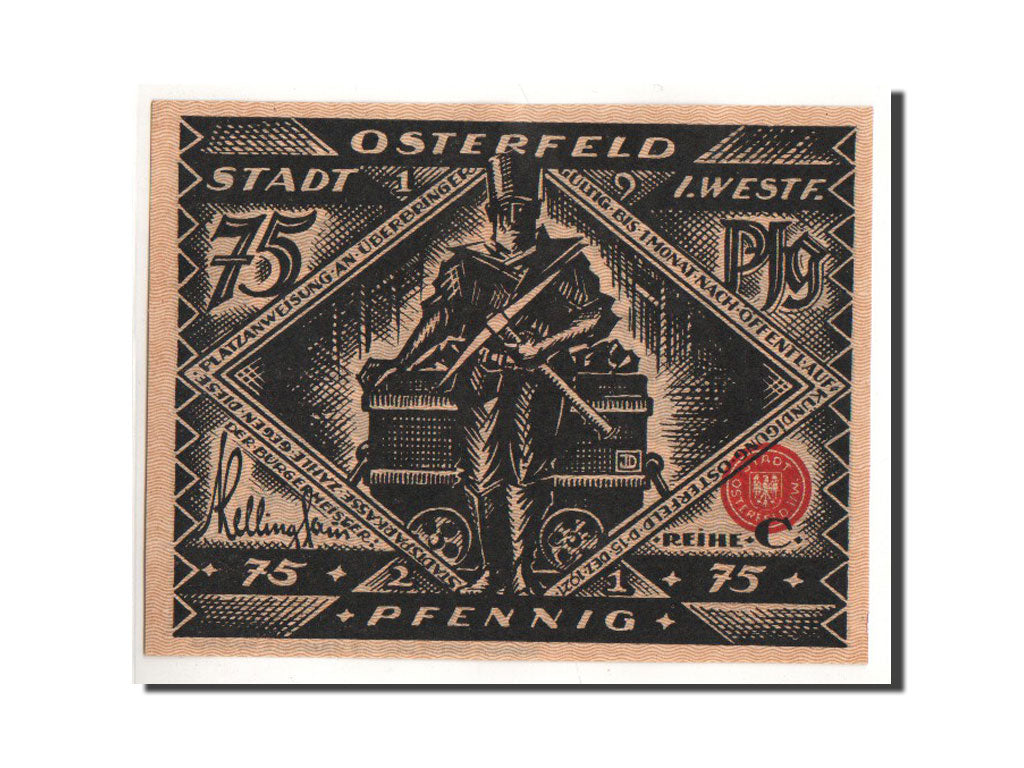 Biljet, Duitsland, Osterfeld, 75 Pfennig, personnage, 1921, 1921-12-15, NIEUW