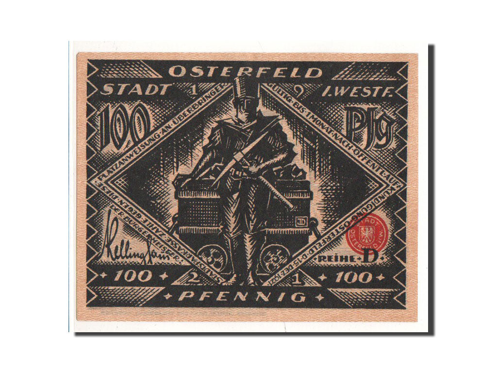 Biljet, Duitsland, Osterfeld, 100 Pfennig, personnage, 1921, 1921-12-15, NIEUW