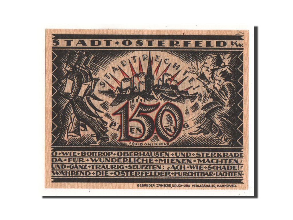 Billet, Allemagne, Osterfeld, 150 Pfennig, personnage, 1921, 1921-12-15, NEUF
